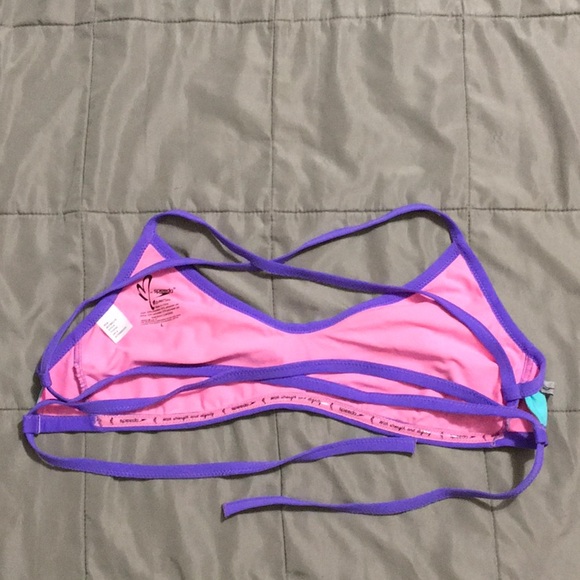 Speedo Missy Franklin Bikini Set, Purple/Aqua/Pink/White Floral Print, Large - Picture 4 of 4